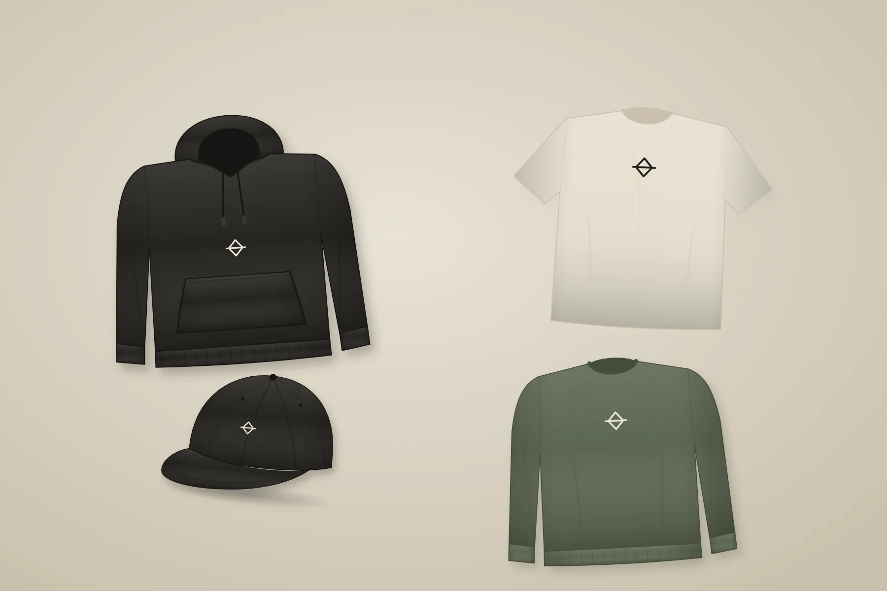 Four pieces from the Everyday Edit laid flat
